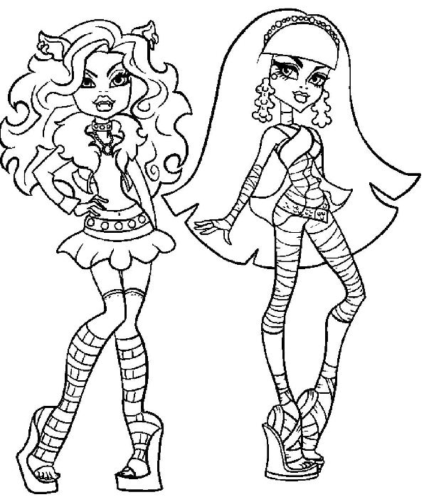 32 coloring pages of Monster High